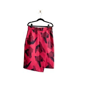 H&M Kilt Skirt Wrap Around Red Black Camo Side Buckle Women's 6